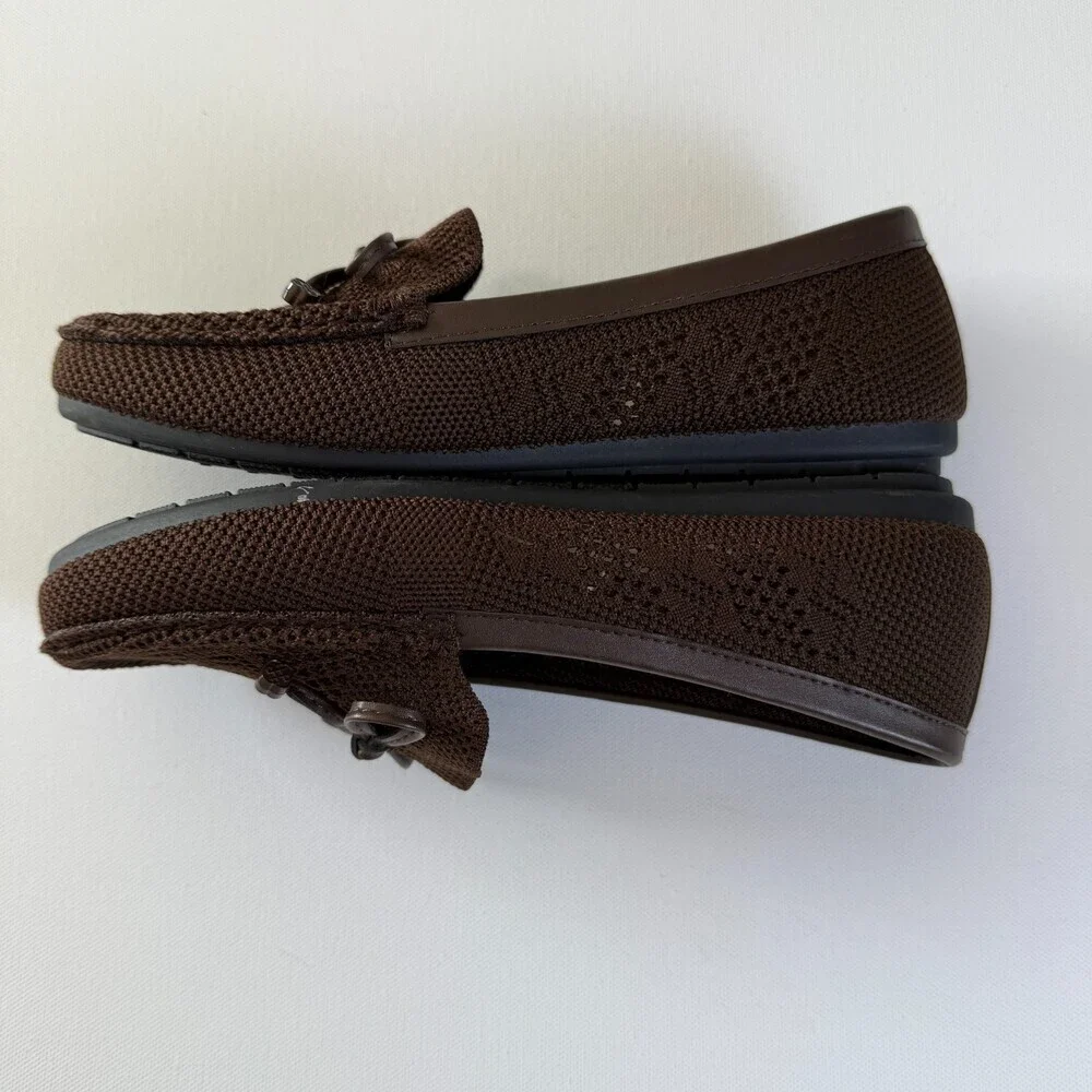 Daisy Fuentes Brown Knit Moccasin-Style Loafers, Women's Sz 6.5W, NWOT